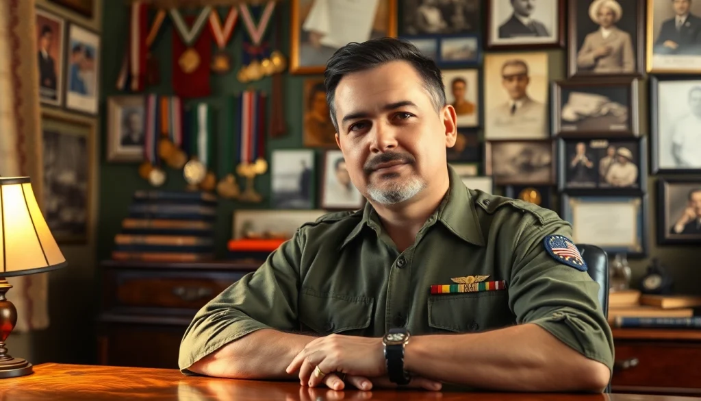 Capture Captain Manny Sousa at https://www.mannysousabooks.com, reflecting on his military memoirs in a nostalgic setting.
