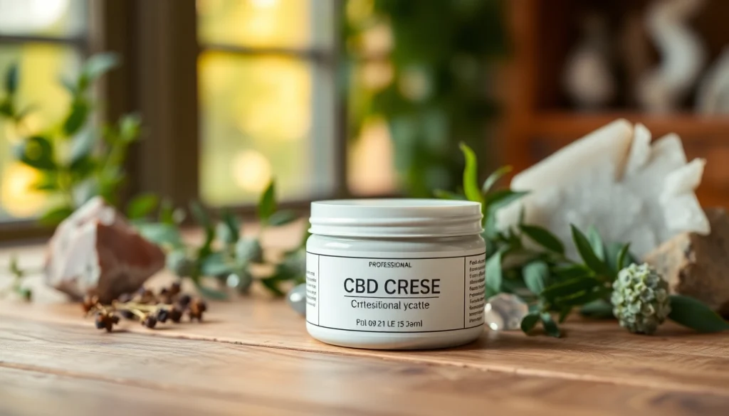 Apply CBD Cream in a serene setting with natural oils and herbs for soothing relief.