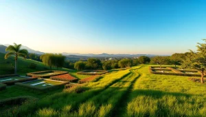 Showcasing vibrant Prestige Autumn Leaves Plots amidst lush greenery and a serene natural setting.