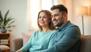 Couples Therapy Austin session with a supportive therapist guiding a couple in a calming environment.