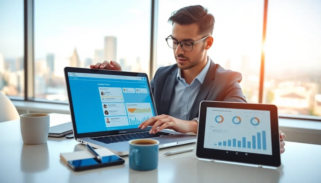 Boost sales with efficient LinkedIn automation for sales strategies in a modern office setting.