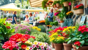 Explore a lively Grow A Garden Shop filled with colorful plants and gardening tools.