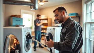 Technician cleaning dryer vent in professional setting, highlighting dryer vent franchises near me.