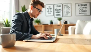 Engaged professional utilizing an AI resume optimization tool to enhance their job application.