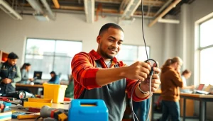 Students engaged in hands-on training at trade schools in southern California.