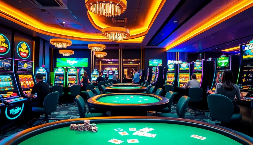 Engaged players exploring We1Win's vibrant online casino with lively poker tables.