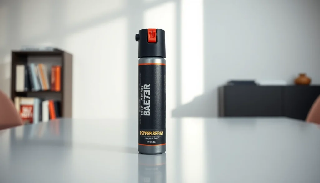 Explore the effectiveness of pepper spray in self-defense with a premium canister on display.