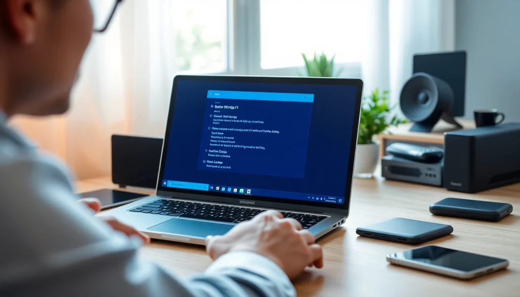 Fix Windows 11 slow startup by troubleshooting laptop performance issues in a modern workspace.