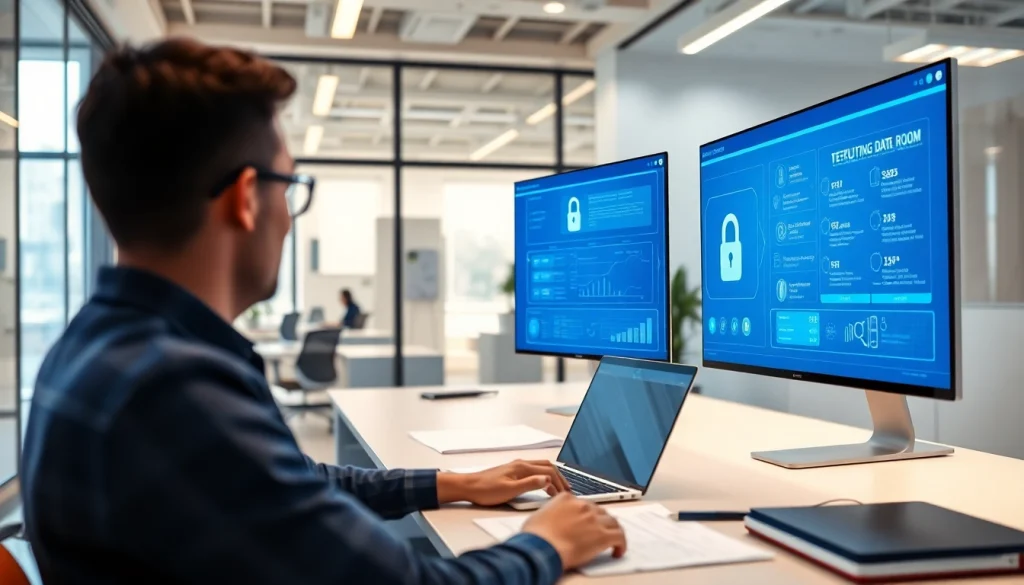 Datenraum Benutzeroberfläche in einem modernen Büro mit Sicherheitsfunktionen und Benutzerfreundlichkeit