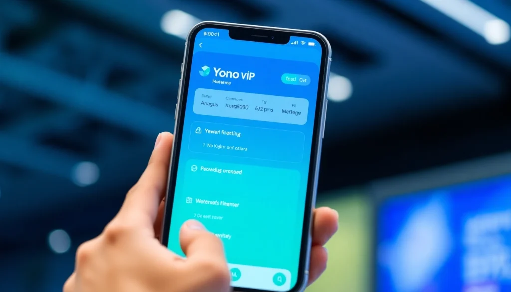 Engage with Yono vip, an advanced financial app interface featuring user-friendly design and interactive elements.