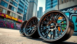 Showcasing XD wheels with a stunning metallic finish in an urban backdrop for car enthusiasts.