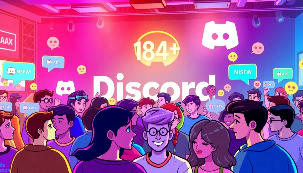 Engage with lively avatars in 18+ Discord servers enjoying vibrant community interactions.