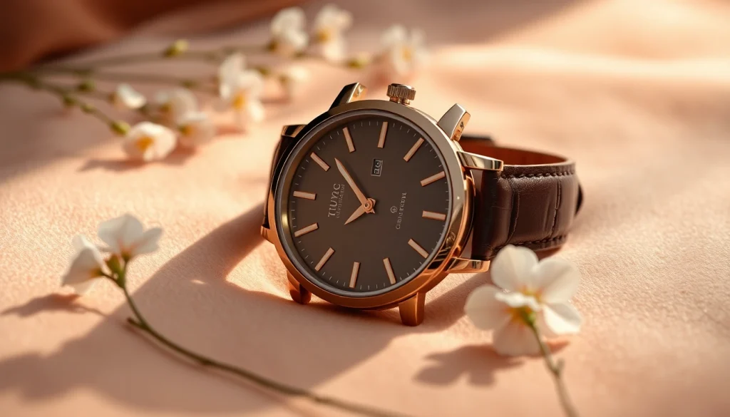 Faszinierende Damen Armbanduhr in luxuriösem Design auf einem weichen Hintergrund präsentieren