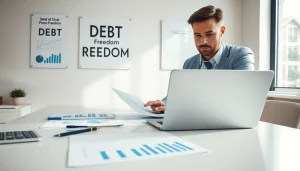Calculate your finances effectively with the debt payoff calculator presented on a modern desk.