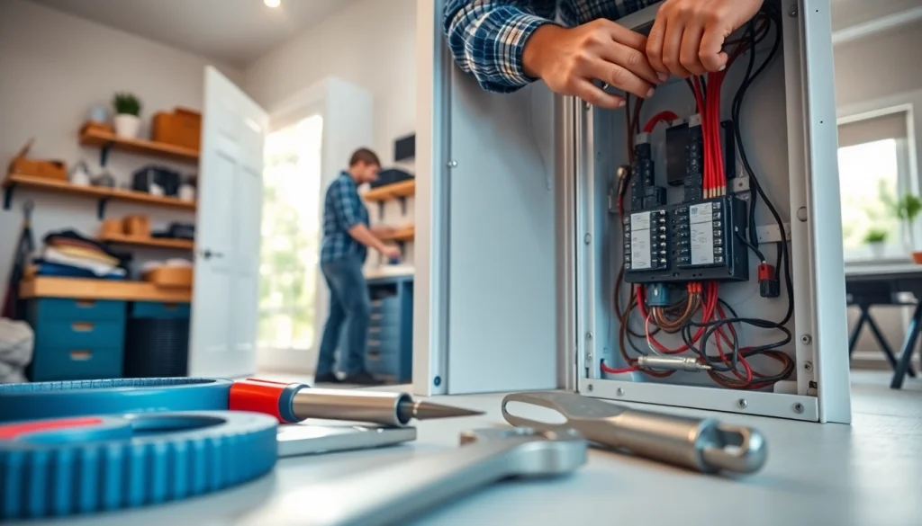 Engineer performing an Electrical Panel Upgrade at a residential site, showcasing modern tools and equipment.