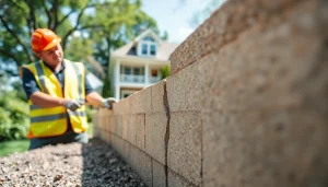 Inspecting foundation crack repair geneva with a technician focused on a crack in a home setting.