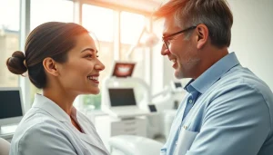 Orthodontist Edmonton consulting with a patient in a modern clinic environment