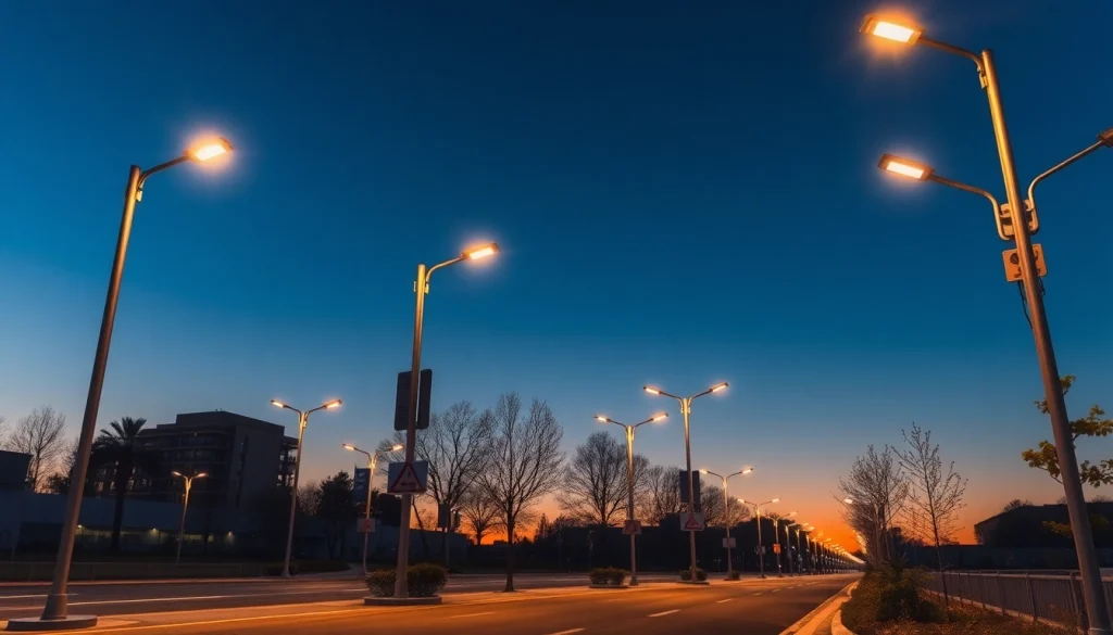 Illuminate urban pathways with modern solar street lights providing eco-friendly lighting solutions.