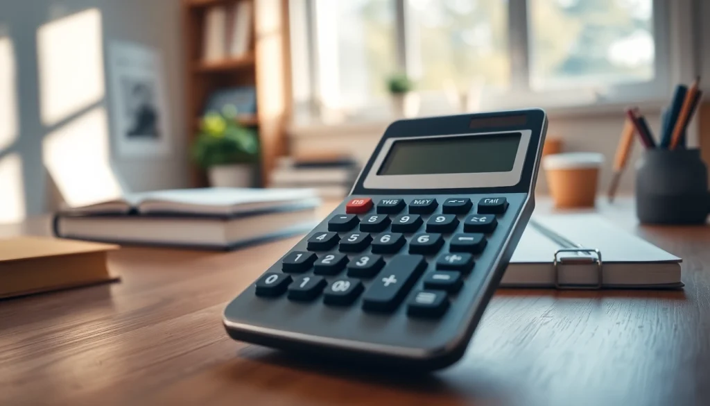 Calculate easily with this compact and modern Basic Calculator in a professional workspace.