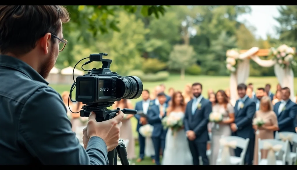 Edmonton videographer capturing a wedding scene with vibrant colors and natural lighting.