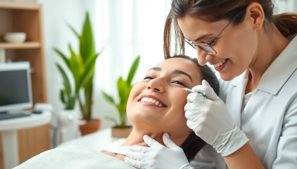 Client receiving wrinkle treatments from a professional, showcasing expertise and care.