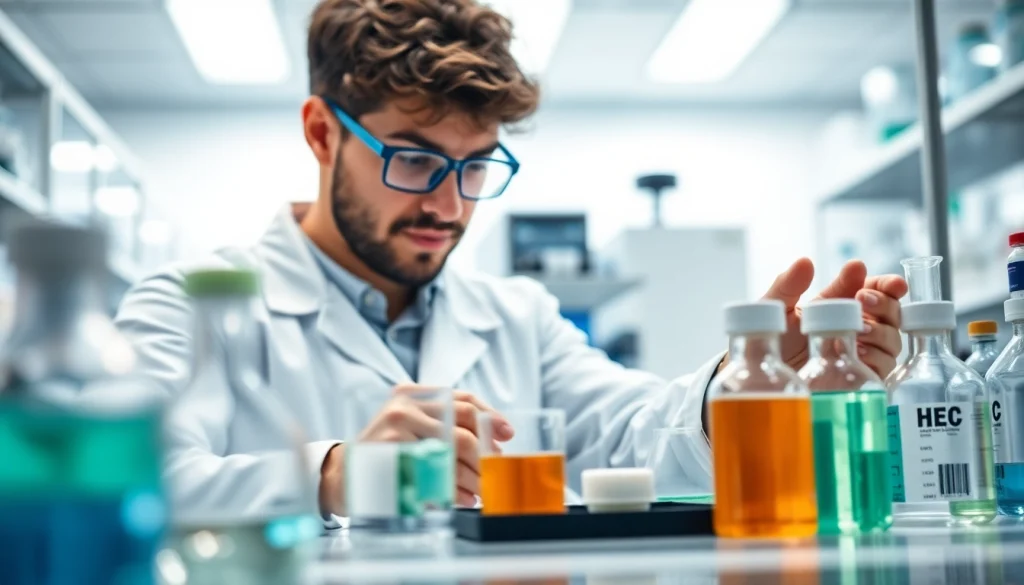 HEC manufacturer conducting research in a modern laboratory environment, showcasing precision and innovation.
