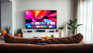 Regardez votre abonnement iptv confortablement dans un salon moderne et accueillant.