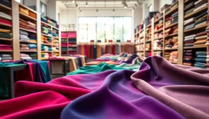 Punta di Roma stoffen gepresenteerd in een elegante textielwinkel.