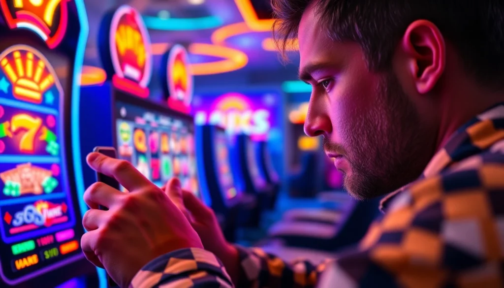 Engaged user enjoying a thrilling pgslot experience in a vibrant online gaming environment.