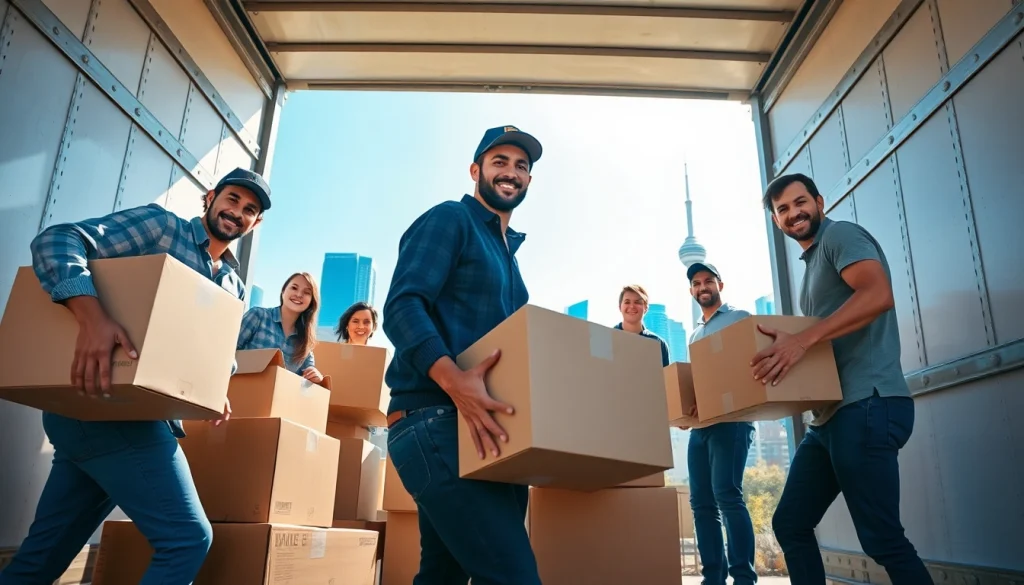 Active local Toronto movers efficiently packing during a residential move, showcasing teamwork and professionalism.