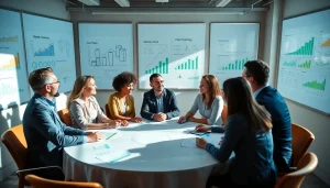 Leverage business opportunities through strategic collaboration in a professional team meeting.