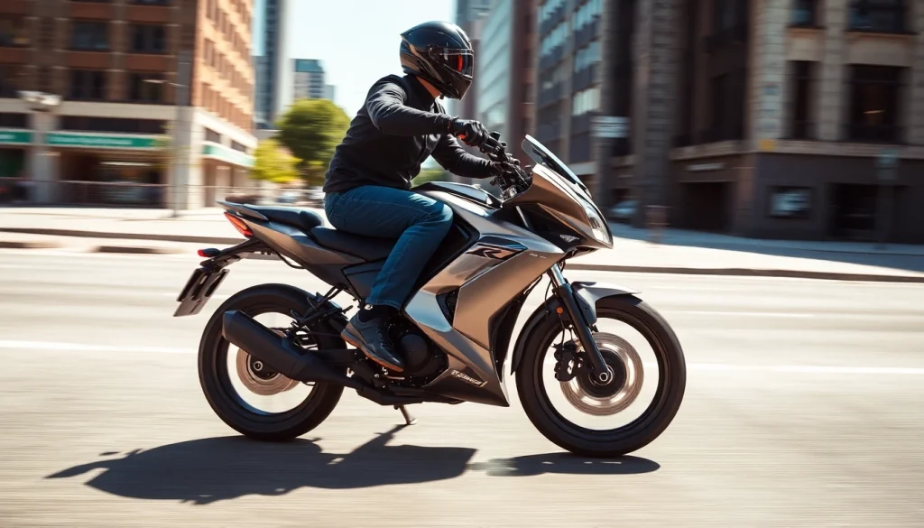 Rider demonstrating the features of E Ride Pro SS Street Legal in an urban environment.