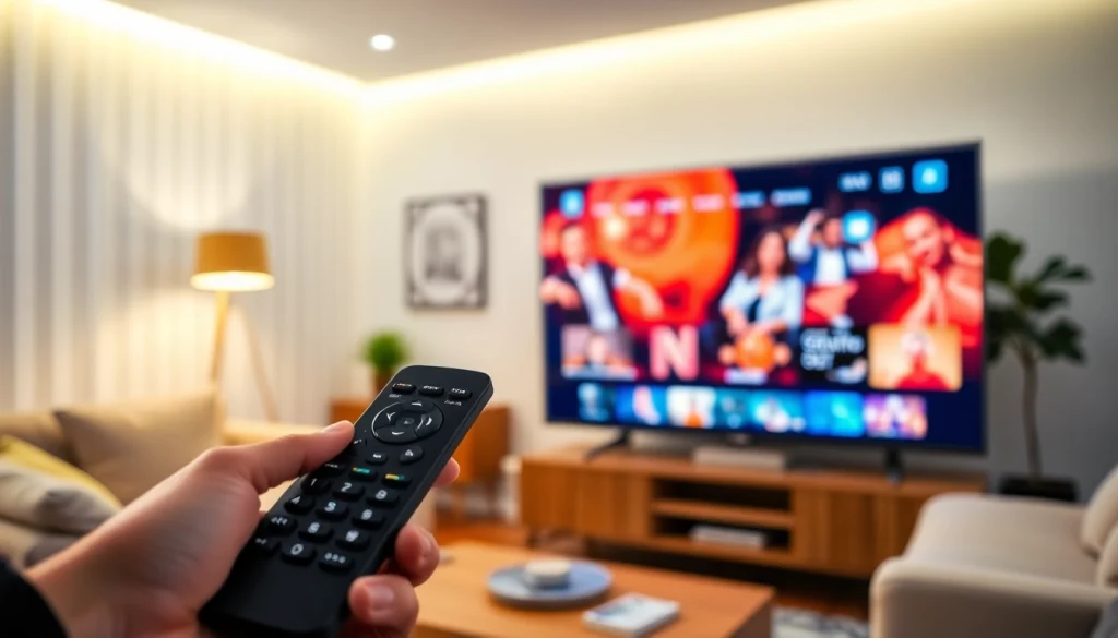 Abonnement iptv: Installer un service IPTV facile dans un salon moderne avec télévision intelligente.
