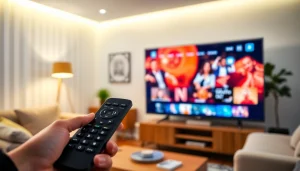 Abonnement iptv: Installer un service IPTV facile dans un salon moderne avec télévision intelligente.