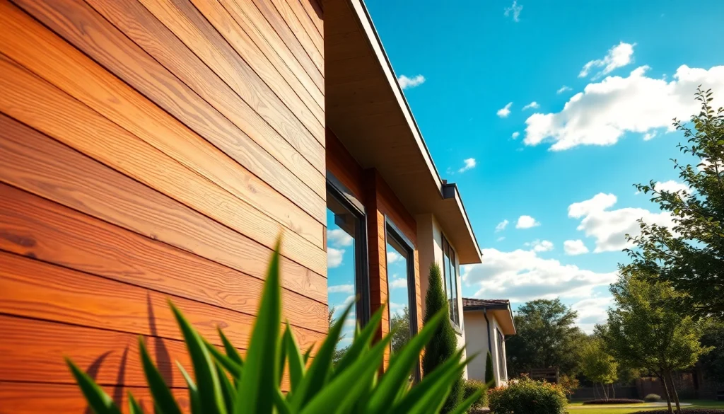 Create stunning wood panels exterior for modern homes with natural textures and warm lighting.