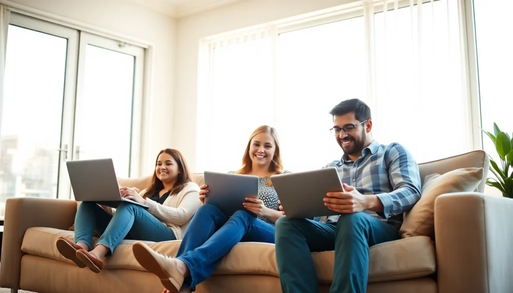 Experience seamless gigabit internet bay area service in a modern family setting with tech devices.