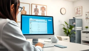 Healthcare professional utilizing the best eprescribing software on a computer in a clinical environment.