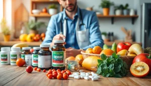 Evaluating the safety of fat burning supplements with a nutritionist in a bright kitchen.